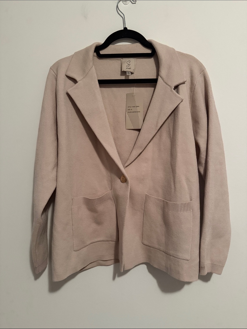 NWT Sioni Light Beige Knit Single-Button Blazer